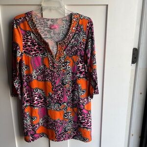 Joyous and Free Printed embellished tunic